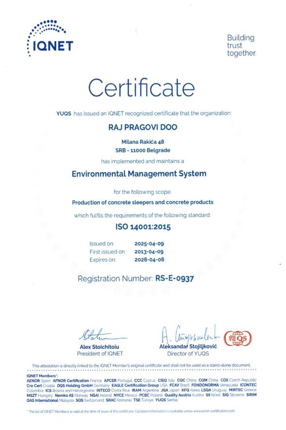 Certificat ISO 14001:2015